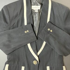 Vanessa Leigh Blazer Women's 8 Black & White‎ Preppy Academia Business 90s